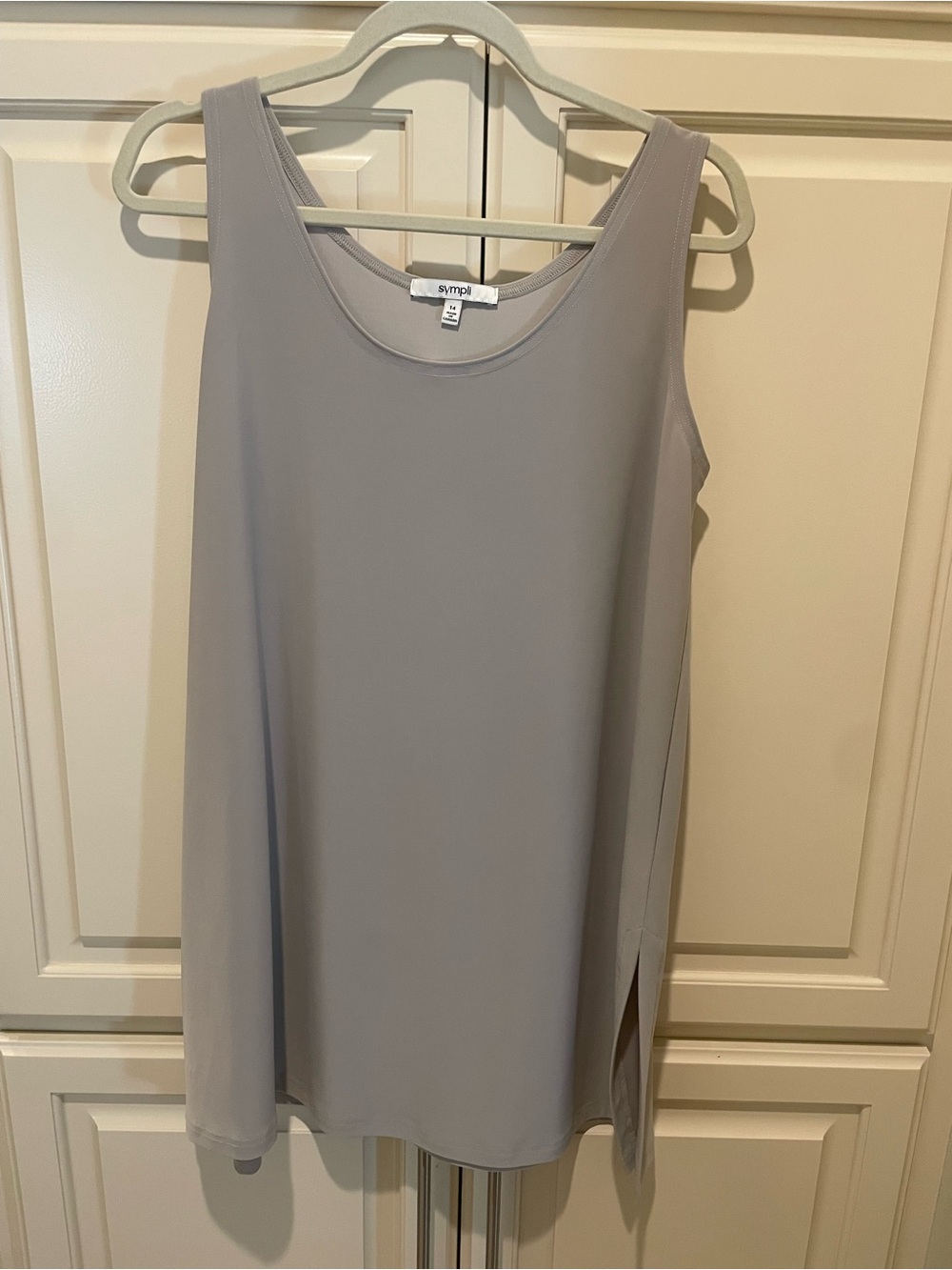 Sympli Light Gray Jersey Sleeveless Tunic with Side Slit